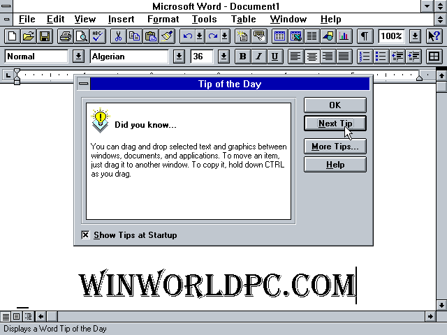 Microsoft Word for Windows 6.0 Tip of the Day (1993)